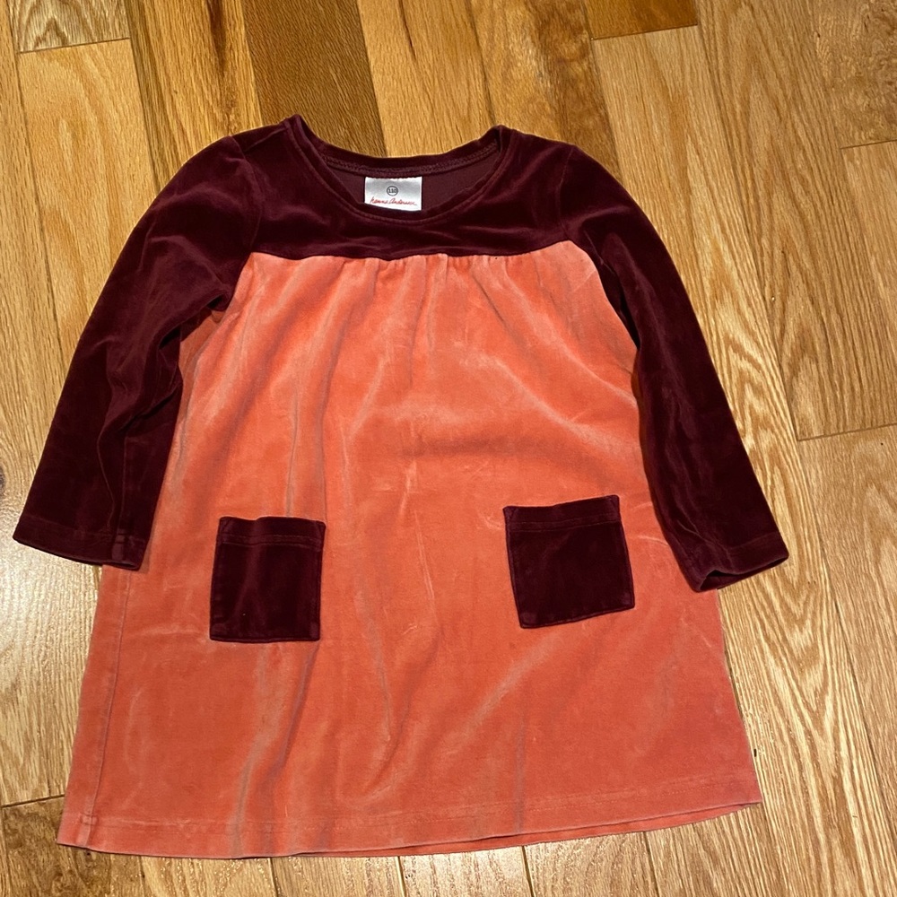 Hanna Andersson Burgundy and Peach Velvet Tunic Dress